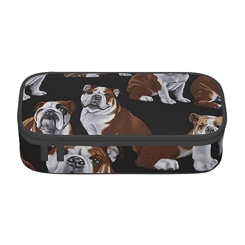 ZISHAK Federmäppchen mit englischer Bulldogge, großer Organizer für Stifte, Make-up-Stifte, Oxford-Stofftasche, großer Organizer von ZISHAK