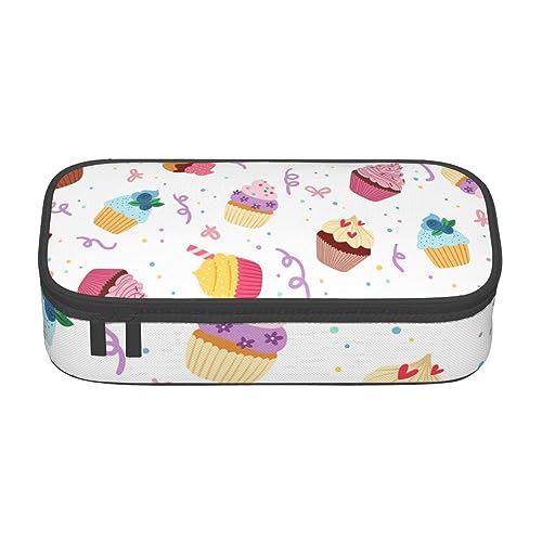 ZISHAK Köstliches Federmäppchen mit Cupcake-Motiv, großer Organizer für Stifte, Make-up-Stifte, Oxford-Stofftasche, großer Organizer von ZISHAK