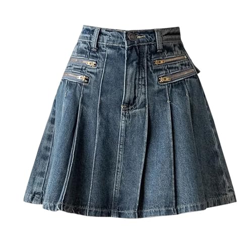 Eleganter Denim-Minirock Für Damen – Frühling Und Sommer, Hohe Taille, Faltenröcke, Sexy Damen-Jeans, Blauer A-Linien-Shorts-Rock, Blau, 3XL Eleganter Denim-Minirock Für Damen – Frühling Und Sommer, Hohe Taille, Faltenröcke, Sexy Damen-Jeans, Blauer A-Linien-Shorts-Rock, Blau, 3XL von ZISTRCBAO