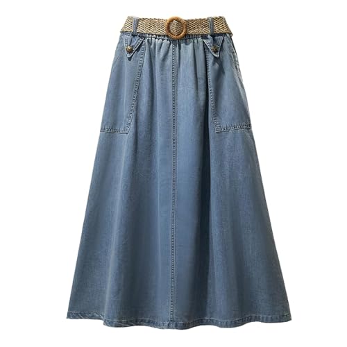 Lässiger Jeansrock In Übergröße Für Damen – Hohe Taille,Dehnbar,Elastische Taille,Midi-Jeansröcke Mit Gürtel,Eleganter,Schmaler A-Linien-Rock,Lockerer Jeansrock,Blau,3XL Lässiger Jeansrock In Übergröße Für Damen – Hohe Taille,Dehnbar,Elastische Taille,Midi-Jeansröcke Mit Gürtel,Eleganter,Schmaler A-Linien-Rock,Lockerer Jeansrock,Blau,3XL von ZISTRCBAO