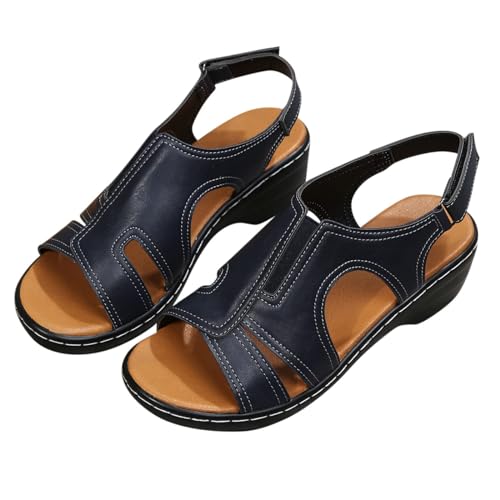 Women Peep Toe Orthopädische Sandalen Leichte Bequeme Sandalen mit Fußgewölbeunterstützung Rutschfest Sandalen Sind Geeignet für Lässigen Dates Strände Urlaub,Blau,35 von ZIZENG