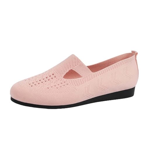 Womens Lightweight Breathable Knit Flats Sandals Low-Top Loafer Sneaker Comfortable Non-Slip Flat Shoes Sind Geeignet Spaziergang Outdoor Frühling und Sommer,Rosa,41 von ZIZENG