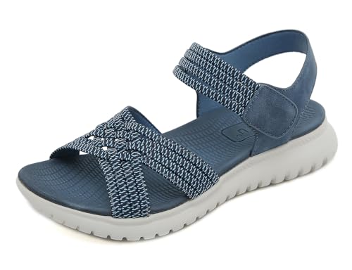 Damen Offene Zehen Elastic Sandals Orthopädische Sports Sandals Upgrade Dämpfende Sohlengleitsandale mit Fußgewölbeunterstützung Geeignet für Lässigen Sports,Blau,35 von ZIZENG