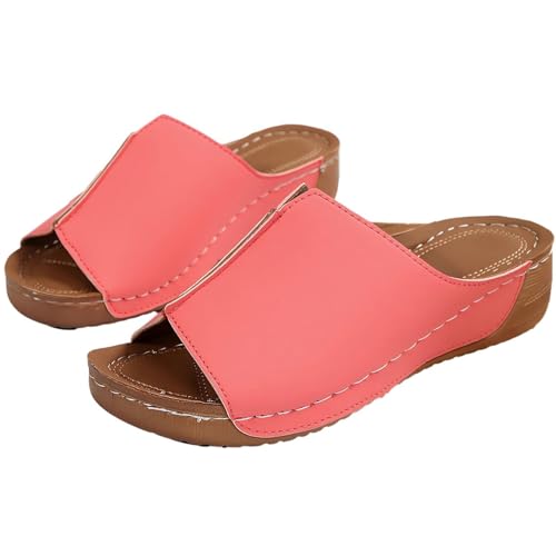 ZIZENG Damen Offene Zehen keil Sandalen Orthopädische Sandalen Arch Support Strand Plateau Schuhe Sind Geeignet für Alle Lässigen Dates Strände Urlaub,Rosa,36 von ZIZENG