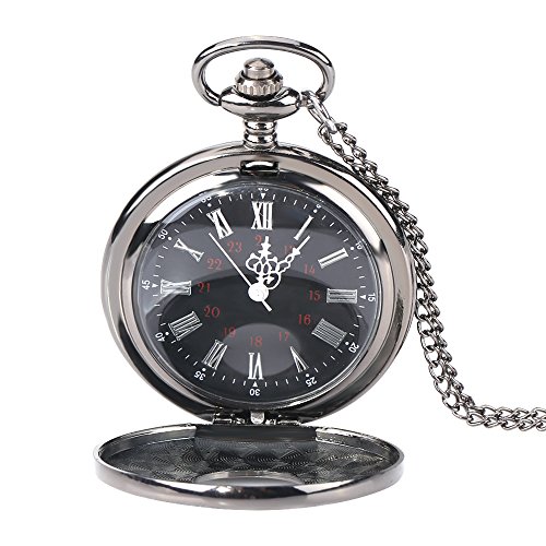 Citizen Taschenuhr, Schwarz, Klassische Römische Doppel-Display-Taschenuhr P263 (Feine Kette) Klassische Quarz Analog Legierung Taschenuhr Halskette Anhänger von ZJchao