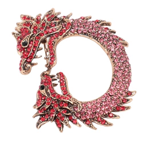 Vintage Chinesische Sternzeichen-Drachen-Brosche, Funkelnde Antike Drachen-Brosche für Männer und Frauen, Vielseitiges Accessoire mit Bedeutungsvollem Geschenk (Roségold) von ZJchao