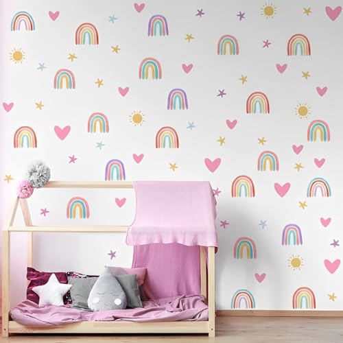 Wandtattoo Regenbogen, 82 Stück Wandtattoo Kinderzimmer, Wandtattoo Mädchenzimmer, Boho Wandtattoo, Wandaufkleber Babyzimmer Wanddeko, Boho-Stil-Aufkleber für Mädchen Jungen Baby Wandtattoo Regenbogen, 82 Stück Wandtattoo Kinderzimmer, Wandtattoo Mädchenzimmer, Boho Wandtattoo, Wandaufkleber Babyzimmer Wanddeko, Boho-Stil-Aufkleber für Mädchen Jungen Baby von ZKGYUS