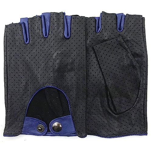 ZLUXURQ Herren-Lederhandschuhe Vollmaschige Fingerlose Halbfinger-Fahrhandschuhe von ZLUXURQ