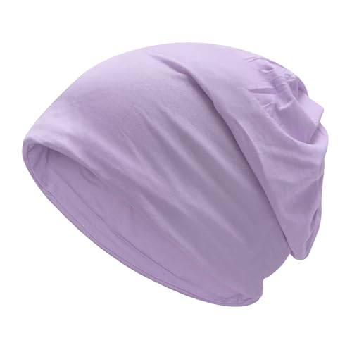 ZLYC Damen Sommer Slouch Beanie Leicht Weich Jersey Mütze Blumen Turban Hut(Einfarbig Hellviolett),Einheitsgröße von ZLYC