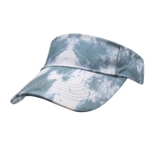 ZLYC Damen Sommer Sonnenschild Golf Visor Cap mit Klettverschluss(Krawatte Gefärbt Graublau),Einheitsgrößlau von ZLYC