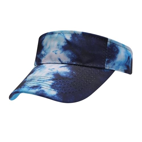 ZLYC Damen Sommer Sonnenschild Golf Visor Cap mit Klettverschluss(Krawattengefärbt Marine),Einheitsgröße von ZLYC