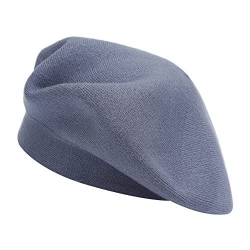 ZLYC Damen Wolle Baskenmütze Klassische Französischen Barett Warm Beret Mütze(Haze Blau Baskenmütze) von ZLYC