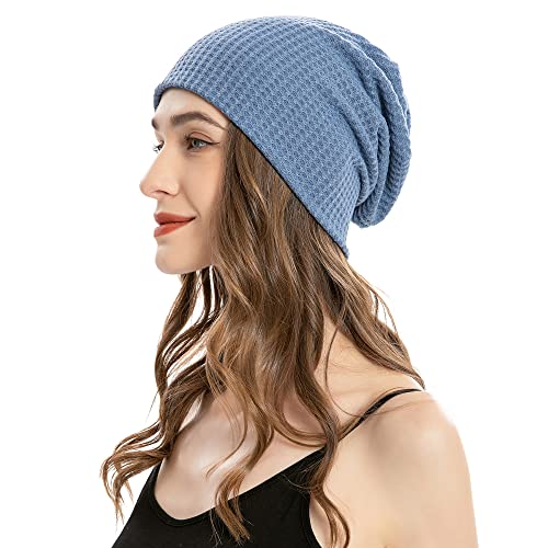 ZLYC Summer Long Slouch Beanie Leicht Weich Jersey Mütze für Damen und Herren,Solid Blue, Einheitsgröße von ZLYC