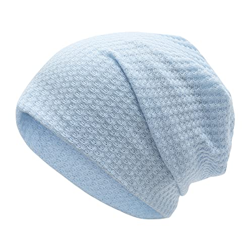 ZLYC Summer Long Slouch Beanie Leicht Weich Jersey Mütze für Damen und Herren,Solides Hellblau, Einheitsgröße von ZLYC