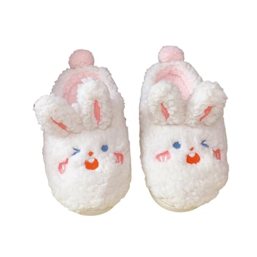 ZNEL Damen Baumwoll Pantoffeln,Cartoon Kleines Weißes Kaninchen Frauen Hausschuhe Winter Warm Weiche Haus Schuhe Plüsch Spielzeug Geschenk Indoor Pantoletten(36-37, Pink) von ZNEL