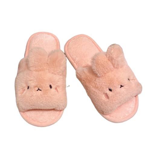 ZNEL Hausschuhe Damen Outdoor Christmas Slippers Pantoletten Winter Warm Plüsch Memory Foam Kleiner Hase Pantoffeln Antirutsch Leichte Hauspantoffeln(40-41, Pink) von ZNEL