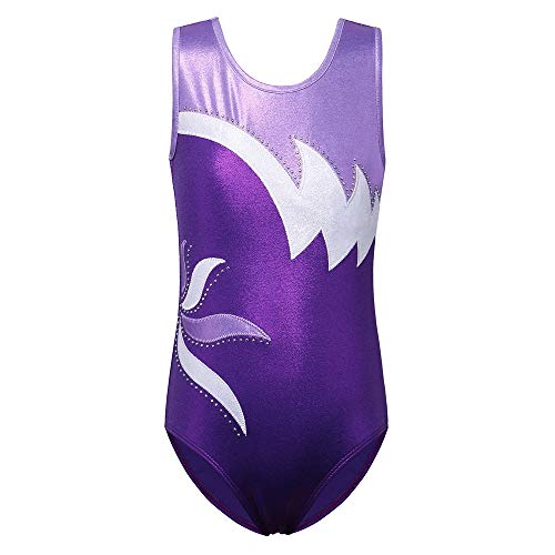 ZNYUNE Kinder Gymnastik Trikot Klassisch Gymnastikanzug Ärmellos für Mädchen 208 Purple 12A von ZNYUNE