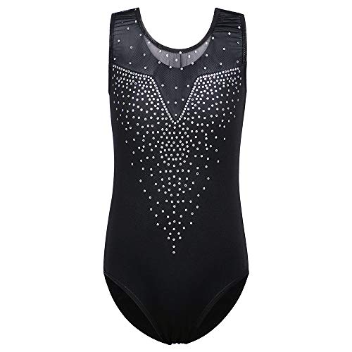 ZNYUNE Kinder Turnanzug Mädchen Gymnastik Trikot Gymnastikanzug Ärmellos Klassisch B198 SequinBlack 14A von ZNYUNE