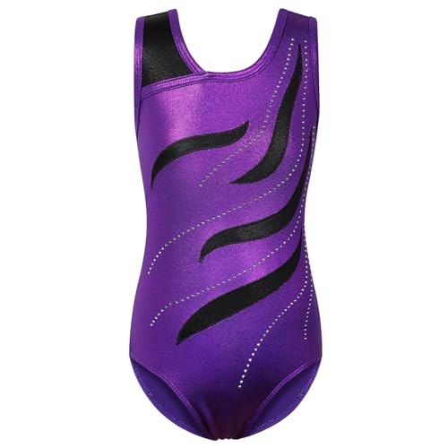 ZNYUNE Mädchen Farbverlauf Gymnastikanzug Ärmellos Kinder Gymnastik Trikot Klassisch B360 PurpleBlack 6A von ZNYUNE