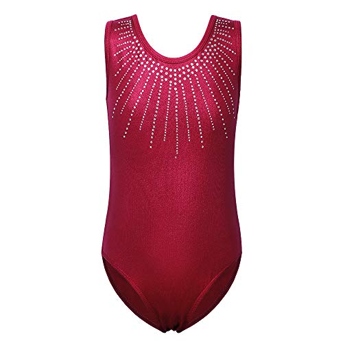 ZNYUNE Mädchen Kinder Turnbody Ärmellos Turnanzug Gymnastik Trikot Gymnastikanzug 199 WineRed 10A von ZNYUNE