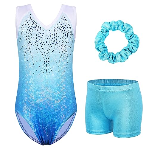 ZNYUNE Mädchen Kinder Turnbody Ärmellos Turnanzug Gymnastik Trikot Gymnastikanzug B230 LightBlue 14A von ZNYUNE