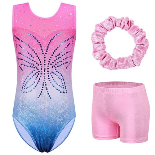 ZNYUNE Mädchen Kinder Turnbody Ärmellos Turnanzug Gymnastik Trikot Gymnastikanzug B261 PinkBlue 12A von ZNYUNE