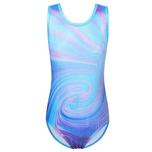 ZNYUNE Mädchen Kinder Turnbody Ärmellos Turnanzug Gymnastik Trikot Gymnastikanzug B288 LightBlue 10A von ZNYUNE