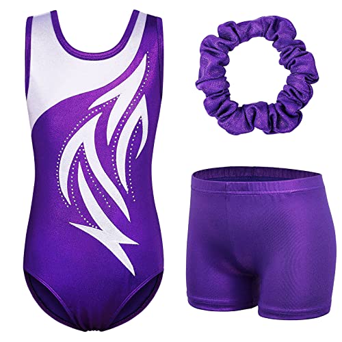 ZNYUNE gymnastikanzug hose mädchen turnanzug Ärmellos/langarm turnkleidung mädchen gymnastik Tumbling Tanz hose KHB303 WhitePurple 12A von ZNYUNE