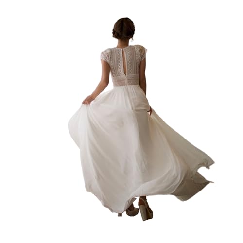 ZODICK Vintage Böhmisches Hochzeitskleid Spitze Kurze Ärmel Langes Brautkleid Chiffon Strand Brautkleid einfach angepasst ZODICK Vintage Böhmisches Hochzeitskleid Spitze Kurze Ärmel Langes Brautkleid Chiffon Strand Brautkleid einfach angepasst von ZODICK