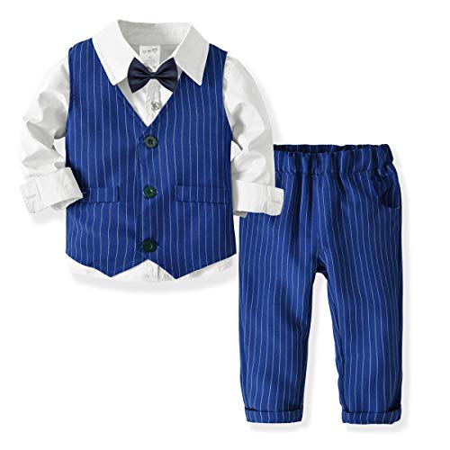 ZOEREA Baby Jungen Kleidung Set Shirt + Weste + Hose Baby Fliege Braun Anzug für Baby Geburtstagsparty Kleid von ZOEREA