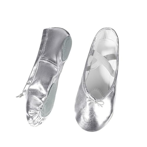 Ballettschuhe Mädchen Ballettschuhe Gold Silber Weiche Sohle Ballett Tanz Hausschuhe Kinder Üben Ballerina Schuhe Frau Gymnastik, Silber 1, 23 EU von ZOLULA