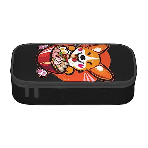 ZORIN Federmäppchen für Mädchen Jungen Große Kapazität Federmäppchen Corgi Essen Japanische Ramen Stifttasche Tragbare Make-up-Tasche für Schule Büro Studenten Teenager, Schwarz , Einheitsgröße, von ZORIN