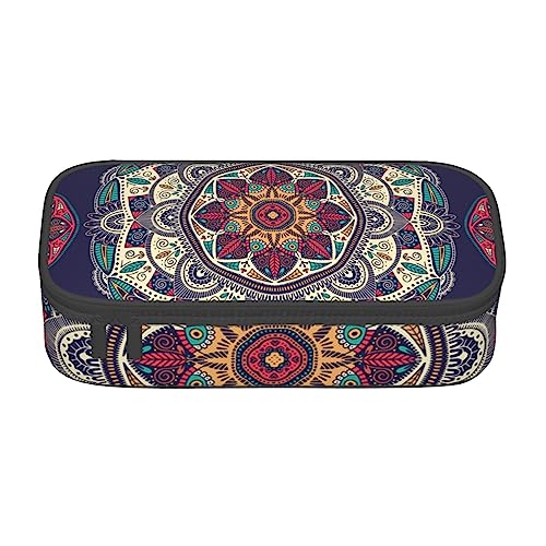 ZORIN Federmäppchen für Mädchen Jungen Große Kapazität Federmäppchen Ethno Floral Mandala Boho Blume Stifttasche Tragbare Make-up-Tasche für Schule Büro Studenten Teenager, Schwarz , Einheitsgröße, von ZORIN