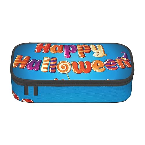 ZORIN Federmäppchen für Mädchen Jungen Große Kapazität Federmäppchen Happy Halloween Candy Pen Bag Tragbare Make-up-Tasche für Schule Büro Studenten Teenager, Schwarz , Einheitsgröße, Münzbeutel von ZORIN