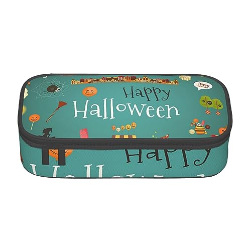 ZORIN Federmäppchen für Mädchen Jungen Große Kapazität Federmäppchen Happy Halloween Niedliche Ikone Stifttasche Tragbare Make-up-Tasche für Schule Büro Studenten Teenager, Schwarz , Einheitsgröße, von ZORIN