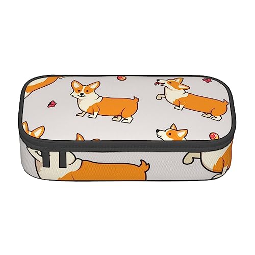 Zorin Federmäppchen für Mädchen Jungen Große Kapazität Federmäppchen Niedliche Corgi Hunde Spielen Stift Tasche Tragbare Make-up-Tasche für Schule Büro Studenten Teenager von ZORIN