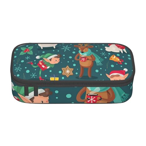 ZORIN Großes Federmäppchen für Mädchen und Jungen, Stifttasche, Beutel, Halter, Weihnachten, Hirsch, Tiere, Schule, Schreibwaren, Organizer, Make-up-Kosmetiktasche für Teenager, Studenten, Erwachsene, von ZORIN