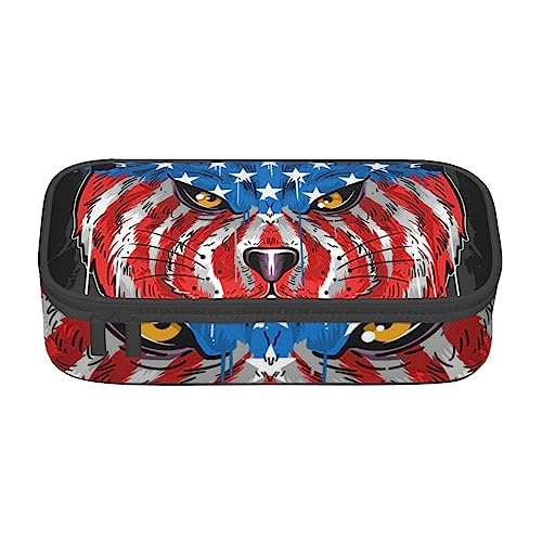 ZORIN Großes Federmäppchen für Mädchen und Jungen, Stifttasche, Beutel, Halter USA-Flagge, Katzenkopf, Schule, Schreibwaren, Organizer, Make-up-Kosmetiktasche für Teenager, Studenten, Erwachsene, von ZORIN