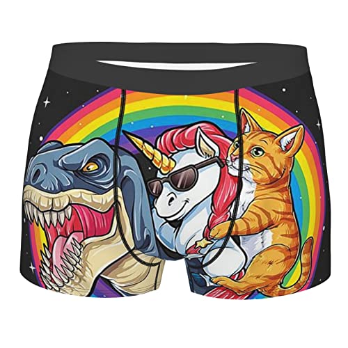 ZORIN Herren-Boxershorts, Hipster, Boxershorts, Katze, Einhorn, Reiten, Dinosaurier, Regenbogen, elastisch, Herren-Unterwäsche, Schwarz , M von ZORIN