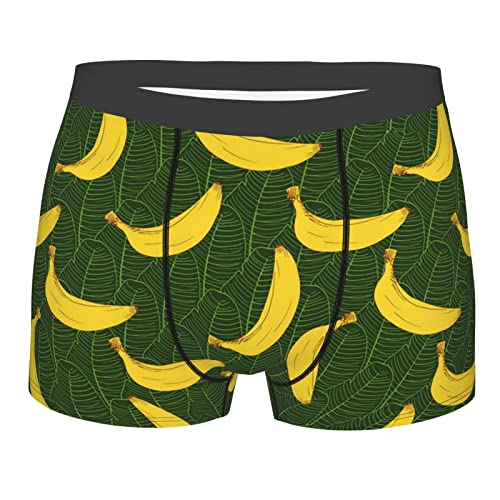 ZORIN Herren-Boxershorts, eng anliegend, Hipster-Boxershorts, Bananen- und Blättermuster, weiche Herren-Unterwäsche, Schwarz , XXL von ZORIN