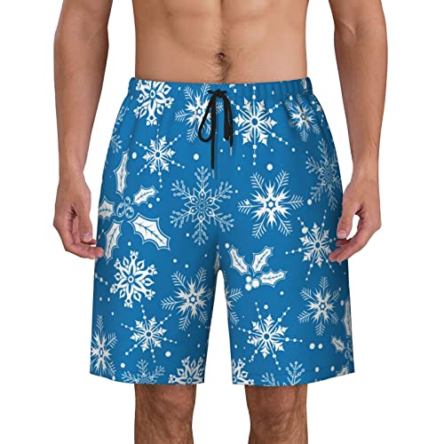 ZORIN Quick Dry Herren Badeshorts Schneeflocken und Beeren Bademode für Herren Schwimmen, Schwarz , XL von ZORIN