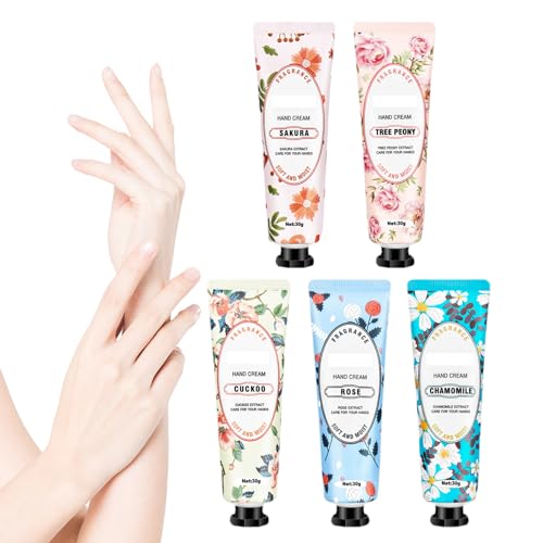 Handcreme-Set | 5-teilige Feuchtigkeitscreme mit Blumenaroma, die die Stimmung für trockene Hände hebt | Körperpflegeprodukte für Geschäftsreisen, Arbeit, Zuhause, Reisen, Schulen Zorq von ZORQ