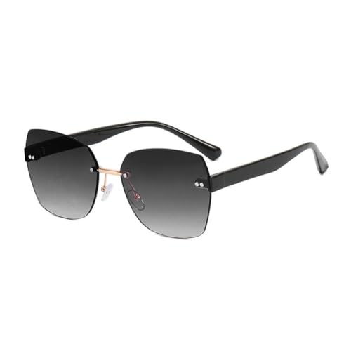 ZOUBAOQ Braune Sonnenbrille für Damen, randlos, quadratisch, modisch, Vintage, Big Sol De Oculos für Zonnebril Dames Shades Sol Mujer Damenmode, Retro, kleine Retro-Sonnenbrille, dreieckig, schwarz, 1 von ZOUBAOQ