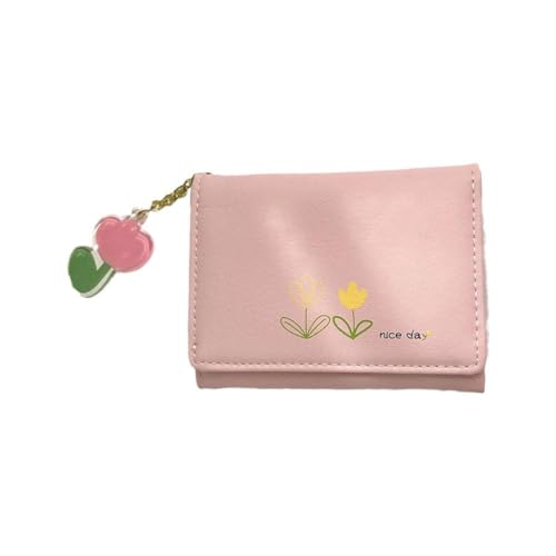 ZOUBAOQ Schlanke Geldbörse für Damen, Tulpen-Karten-Geldbörse, RIFD-Tasche, Kreditkarten-Geldbörse, Leder mit Schlüsselanhänger, Fash-Brieftasche von ZOUBAOQ