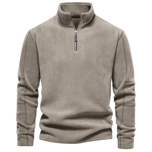 ZPLMIDE Herren-Sweatshirts aus Micro-Fleece, halber Reißverschluss, Rollkragen, Fleecejacke, Pullover, a, XL von ZPLMIDE