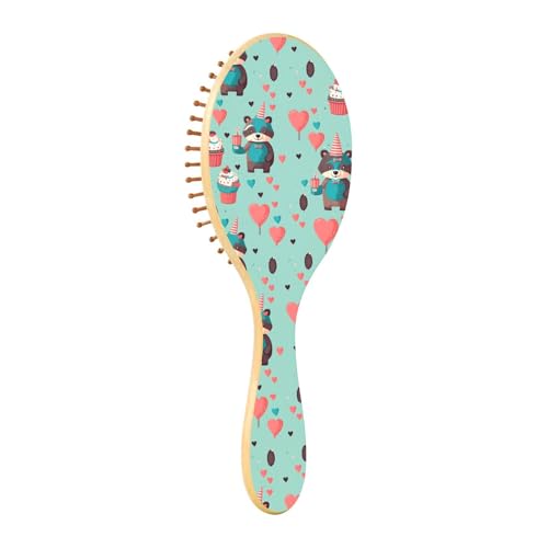 Holzhaarbürste Waschbär Bär Hüte Herzen Holzpaddel Haarbürste Holz Haarbürste für Frauen Massage Haarbürste Holzhaarbürste Waschbär Bär Hüte Herzen Holzpaddel Haarbürste Holz Haarbürste für Frauen Massage Haarbürste von ZRWLUCKY