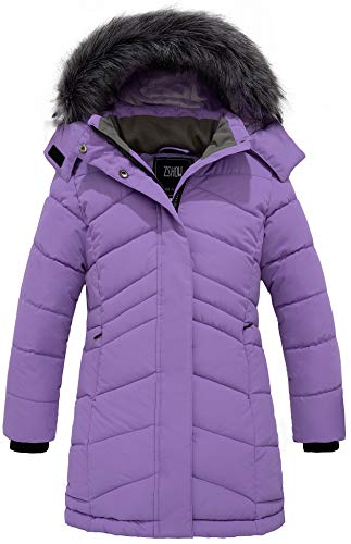 ZSHOW Mädchen Warm Gefüttert Winter Jacke Mode Lang Parka Quilted Gesteppt Mantel Bequem Freizeit Jacke Lila 140-146 von ZSHOW