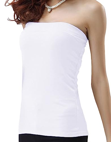 Fashion Trägerloses Tube Top für Frauen,Mittellanges Tube Top Bandeau,Dehnbares ärmelloses Unterhemd Tank-Top,S,Weiß Fashion Trägerloses Tube Top für Frauen,Mittellanges Tube Top Bandeau,Dehnbares ärmelloses Unterhemd Tank-Top,S,Weiß von ZTENG