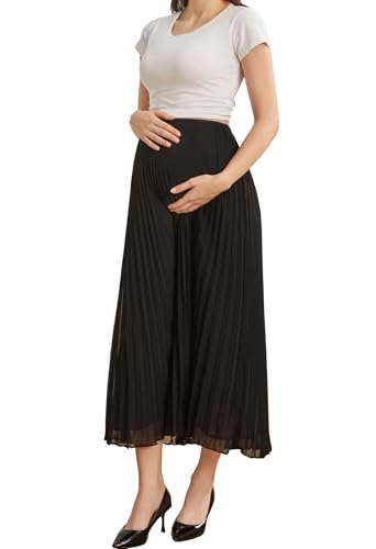 ZUMIY Umstandsrock für Damen, Plissiert, Elastisch, Hohe Taille, Schwangerschaftsrock über dem Bauch, A-Linie, Chiffonrock, Freizeitkleidung (XXL,Schwarz) ZUMIY Umstandsrock für Damen, Plissiert, Elastisch, Hohe Taille, Schwangerschaftsrock über dem Bauch, A-Linie, Chiffonrock, Freizeitkleidung (XXL,Schwarz) von ZUMIY