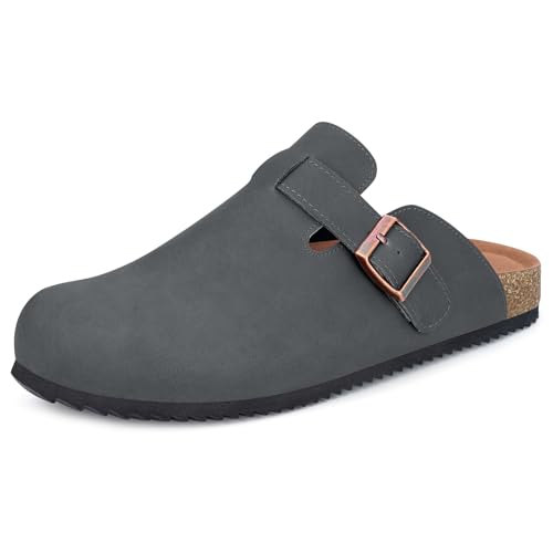 Clog Herren Pantoletten Damen Hausschuhe Unisex Kork-Fußbett Gartenschuhe Frauen Geschlossen Slides Verstellbare Slipper Grau EU45 Clog Herren Pantoletten Damen Hausschuhe Unisex Kork-Fußbett Gartenschuhe Frauen Geschlossen Slides Verstellbare Slipper Grau EU45 von ZUSERIS